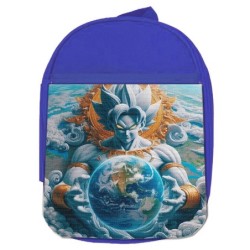 MOCHILA AZUL broly dios god ssj ultra instinto mundo universo z escolar personalizado picnic excursión deporte