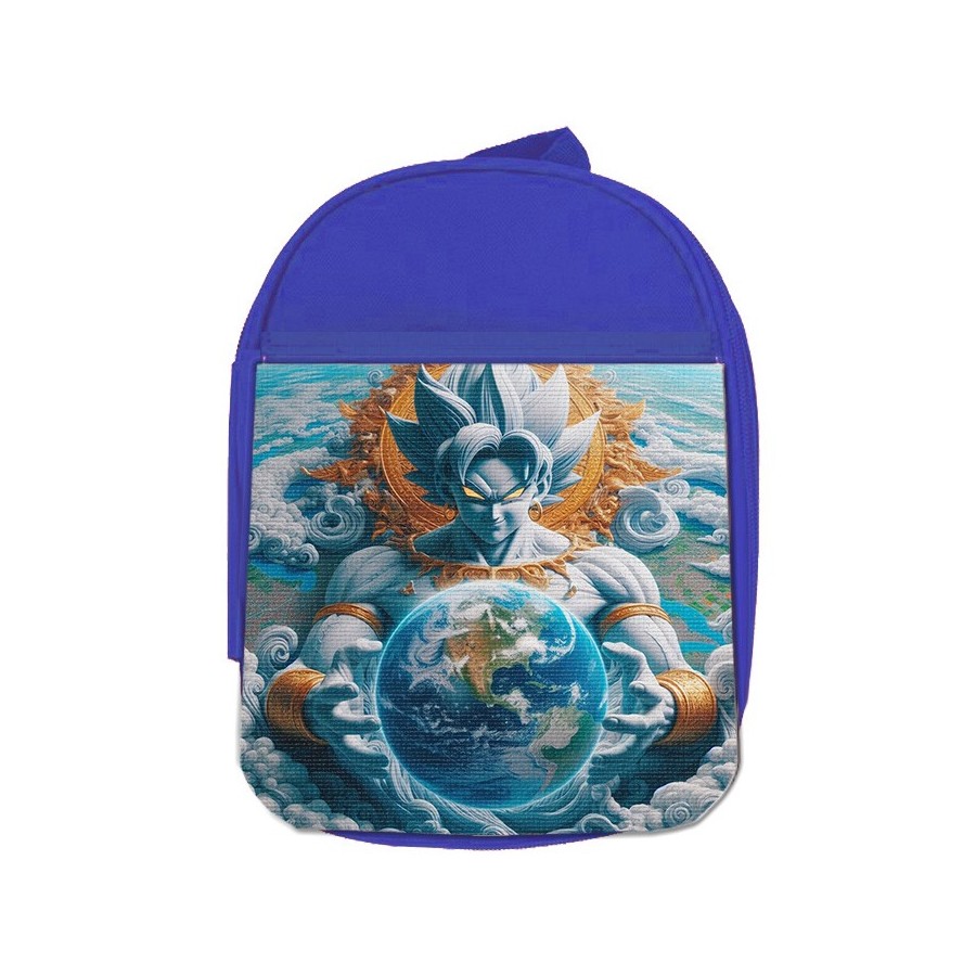 MOCHILA AZUL broly dios god ssj ultra instinto mundo universo z escolar personalizado picnic excursión deporte