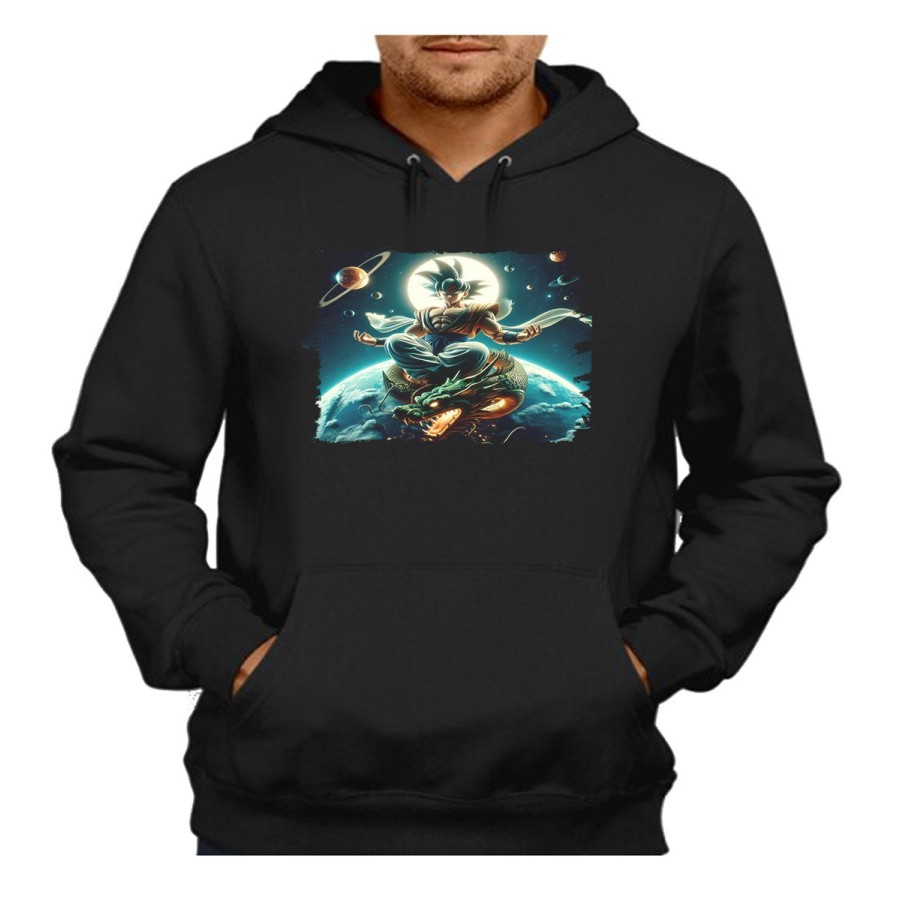 SUDADERA NEGRA CON CAPUCHA goku god dios ultra instinto dioses dragon shenron adulto poliester algodón personalizada