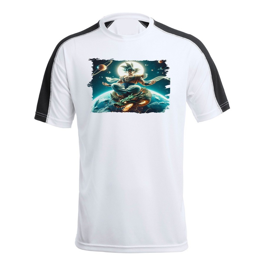 CAMISETA TÉCNICA FRANJA MANGAS NEGRA goku god dios ultra instinto dioses dragon shenron personalizada