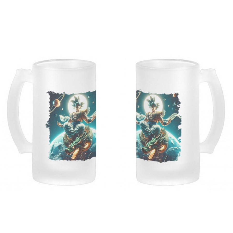 JARRA CERVEZA CRISTAL goku god dios ultra instinto dioses dragon shenron esmerilada esmerilado 500ml