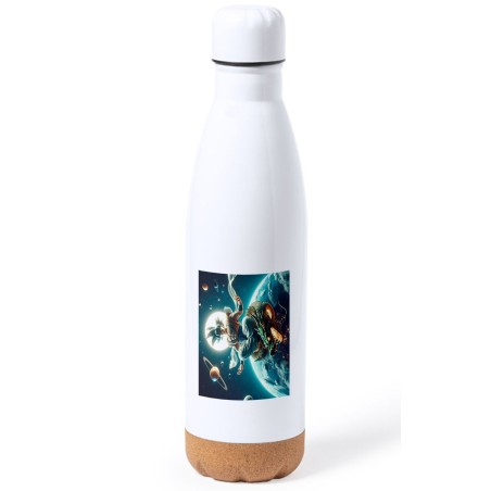 BIDON 750 ML ACERO INOXIDABLE ADORNO DE CORCHO goku god dios ultra instinto dioses dragon shenron tapon botella