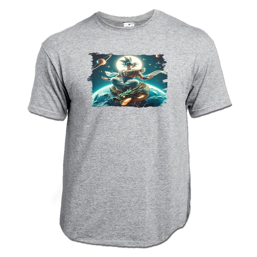 CAMISETA GRIS MEZCLA goku god dios ultra instinto dioses dragon shenron moda verano personalizada