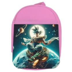 MOCHILA ROSA goku god dios...