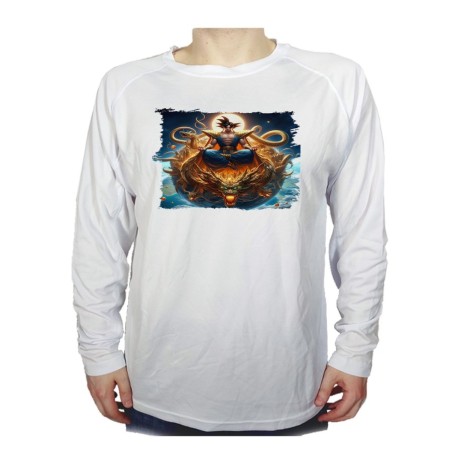 CAMISETA MANGA LARGA goku god dios blue dioses dragon dorado shenron z personalizada