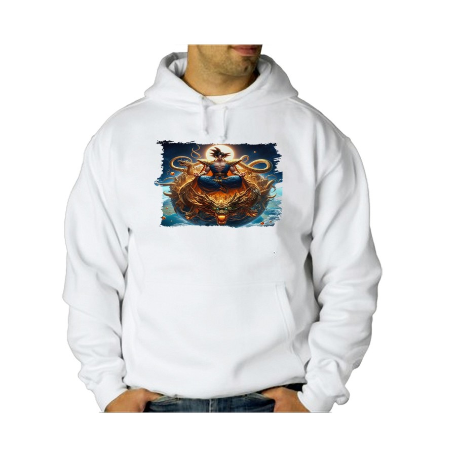 SUDADERA CON CAPUCHA goku god dios blue dioses dragon dorado shenron z CON BOLSILLOS