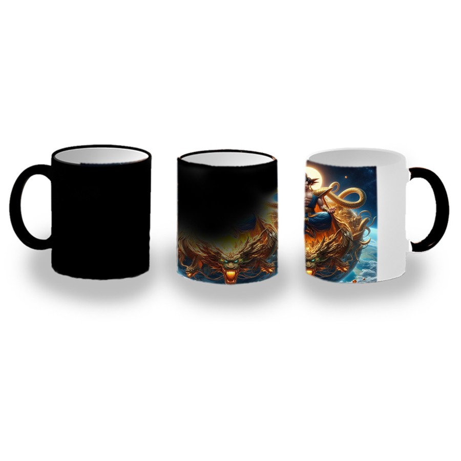 TAZA MÁGICA goku god dios blue dioses dragon dorado shenron z personalizada