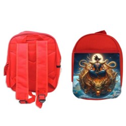 MOCHILA ROJA goku god dios blue dioses dragon dorado shenron z escolar personalizado