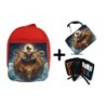 PACK MOCHILA ROJA Y ESTUCHE goku god dios blue dioses dragon dorado shenron z material escolar