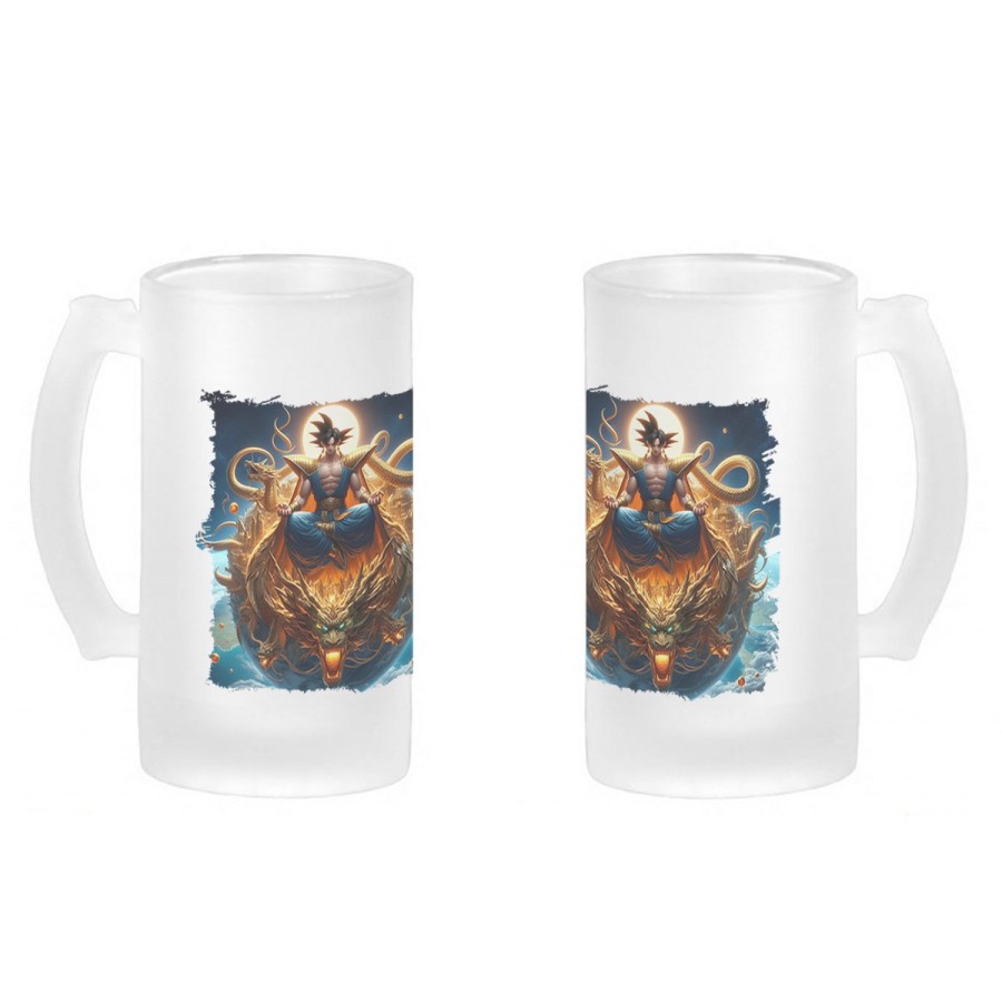 JARRA CERVEZA CRISTAL goku god dios blue dioses dragon dorado shenron z esmerilada esmerilado 500ml