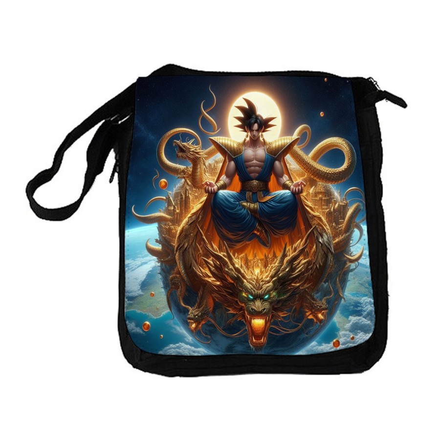 BANDOLERA REPORTERO MEDIANA BOLSO goku god dios blue dioses dragon dorado shenron z bolsa mochila hombro