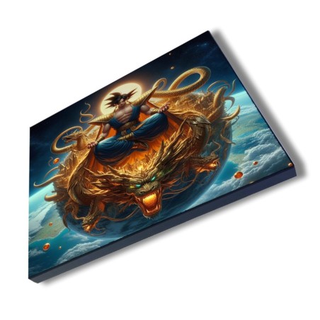 PANEL FOTOGRÁFICO DECORATIVO goku god dios blue dioses dragon dorado shenron z cuadro acabado brillante elegante pared