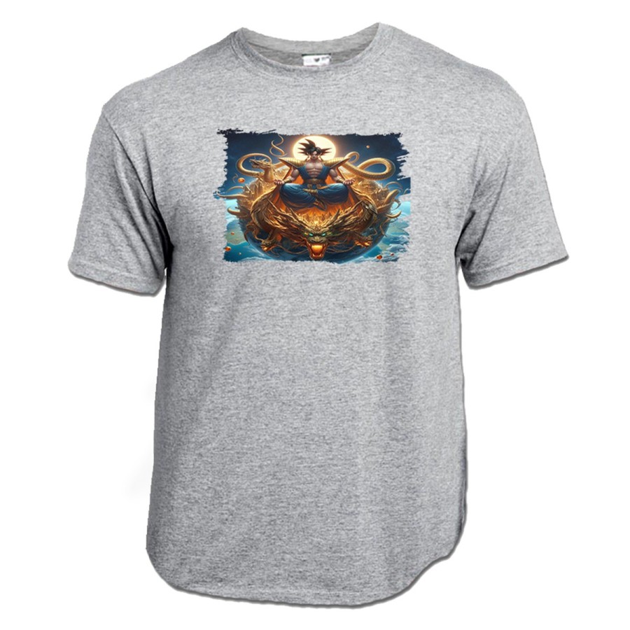 CAMISETA GRIS MEZCLA goku god dios blue dioses dragon dorado shenron z moda verano personalizada