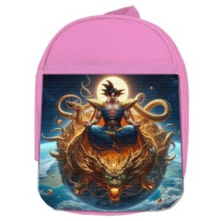 MOCHILA ROSA goku god dios...