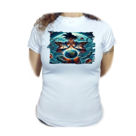 CAMISETA MUJER dios goku dragon shenron z bola dioses god super moda personalizada