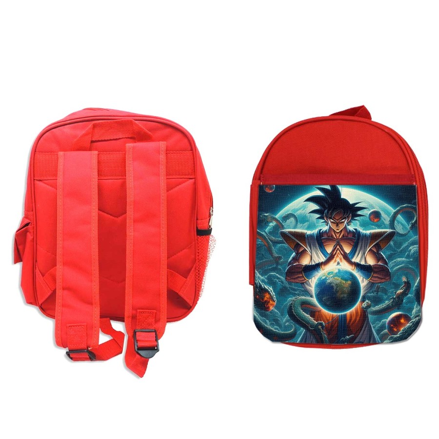 MOCHILA ROJA dios goku dragon shenron z bola dioses god super escolar personalizado