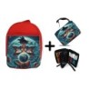 PACK MOCHILA ROJA Y ESTUCHE dios goku dragon shenron z bola dioses god super material escolar