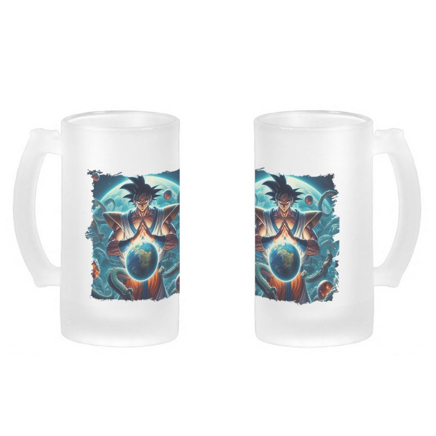 JARRA CERVEZA CRISTAL dios goku dragon shenron z bola dioses god super esmerilada esmerilado 500ml