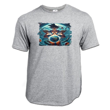 CAMISETA GRIS MEZCLA dios goku dragon shenron z bola dioses god super moda verano personalizada