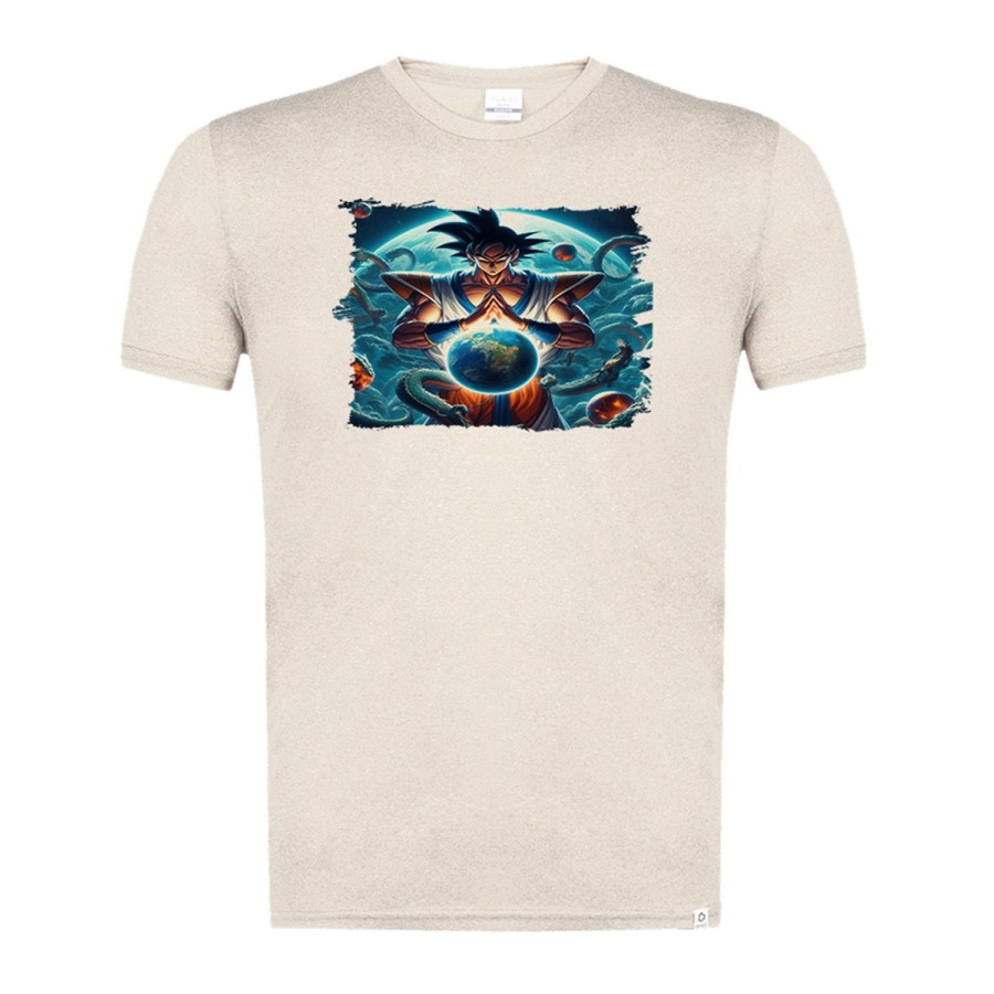CAMISETA BLANCO NATURAL IMAGEN A COLOR dios goku dragon shenron z bola dioses god super moda verano tshirt