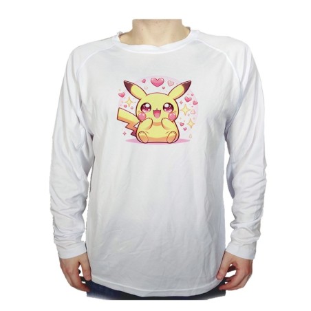 CAMISETA MANGA LARGA cute mono lindo conejo amarillo pocket pika personalizada