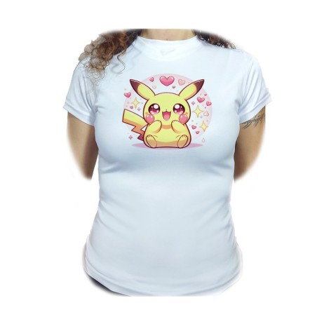 CAMISETA MUJER cute mono lindo conejo amarillo pocket pika moda personalizada