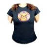 CAMISETA NEGRA MUJER cute mono lindo conejo amarillo pocket pika oferta personalizada