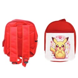 MOCHILA ROJA cute mono lindo conejo amarillo pocket pika escolar personalizado