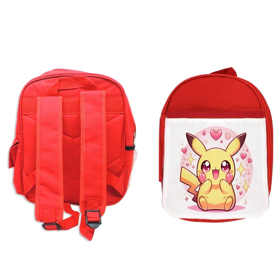 MOCHILA ROJA cute mono lindo conejo amarillo pocket pika escolar personalizado