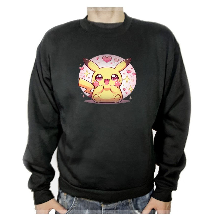 SUDADERA NEGRA cute mono lindo conejo amarillo pocket pika adulto poliester algodón personalizada