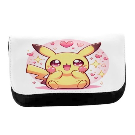 ESTUCHE NECESER DE LONA cute mono lindo conejo amarillo pocket pika unisex negro monedero billetera