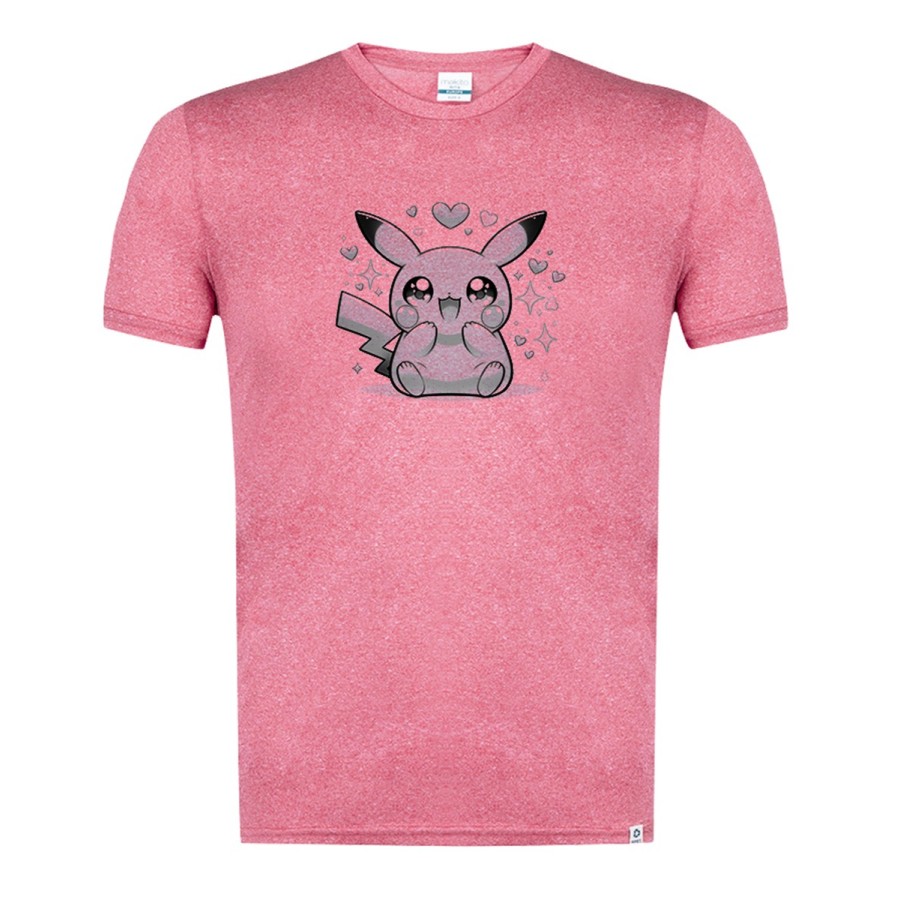 CAMISETA ROJA MEZCLA CON IMAGEN EN TONALIDADES NEGRAS cute mono lindo conejo amarillo pocket pika tshirt