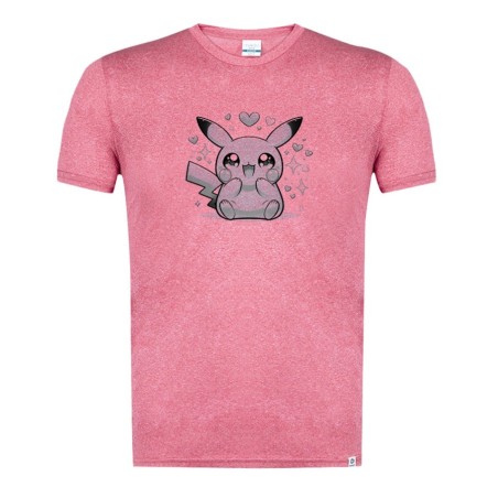 CAMISETA ROJA MEZCLA CON IMAGEN EN TONALIDADES NEGRAS cute mono lindo conejo amarillo pocket pika tshirt