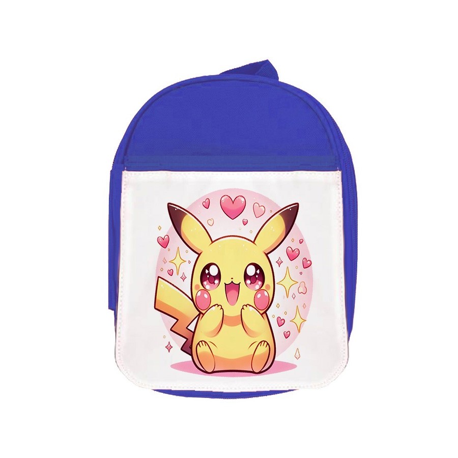 MOCHILA AZUL cute mono lindo conejo amarillo pocket pika escolar personalizado picnic excursión deporte