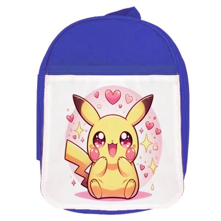 MOCHILA AZUL cute mono lindo conejo amarillo pocket pika escolar personalizado picnic excursión deporte