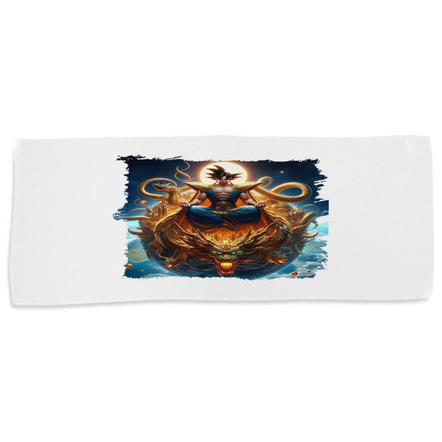 TOALLA GIMNASIO GYM ABSORBENTE goku god dios blue dioses dragon dorado shenron z suave con bolsita