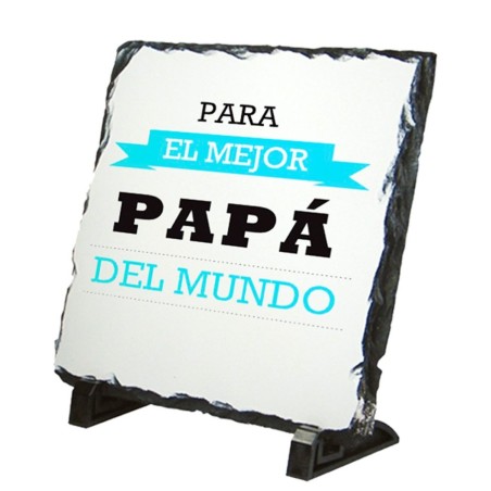 PLACA PIZARRA el mejor papa del mundo frase padre familia portafotos portafoto