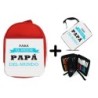 PACK MOCHILA ROJA Y ESTUCHE el mejor papa del mundo frase padre familia material escolar