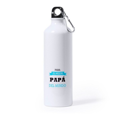 BIDON GRANDE 800 ML ACERO INOXIDABLE el mejor papa del mundo frase padre familia deporte deportivo mosqueton botella