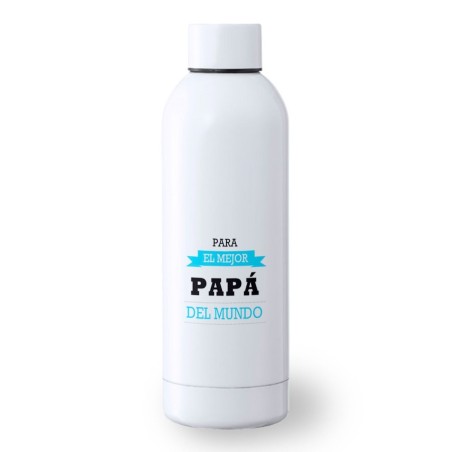 BIDON 500 ML ACERO INOXIDABLE el mejor papa del mundo frase padre familia deporte deportivo botella senderismo