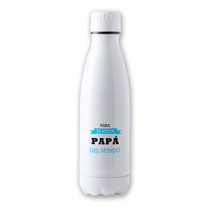 BIDON TÉRMICO AISLANTE 700 ML ACERO INOXIDABLE el mejor papa del mundo frase padre familia botella termo deportivo