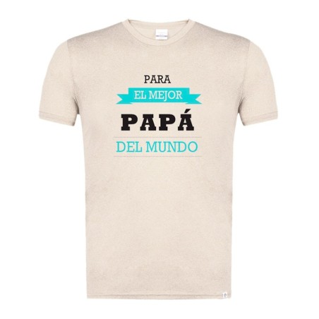 CAMISETA BLANCO NATURAL IMAGEN A COLOR el mejor papa del mundo frase padre familia moda verano tshirt