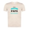 CAMISETA BLANCO NATURAL IMAGEN A COLOR el mejor papa del mundo frase padre familia moda verano tshirt
