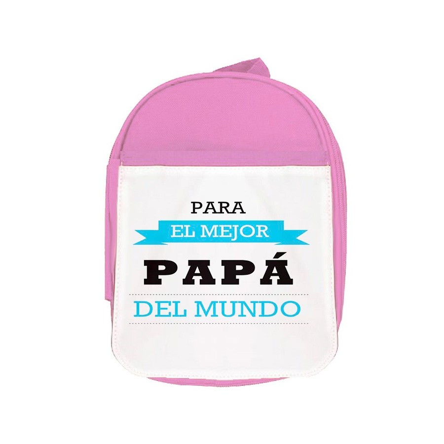 MOCHILA ROSA el mejor papa del mundo frase padre familia escolar personalizado picnic excursión deporte