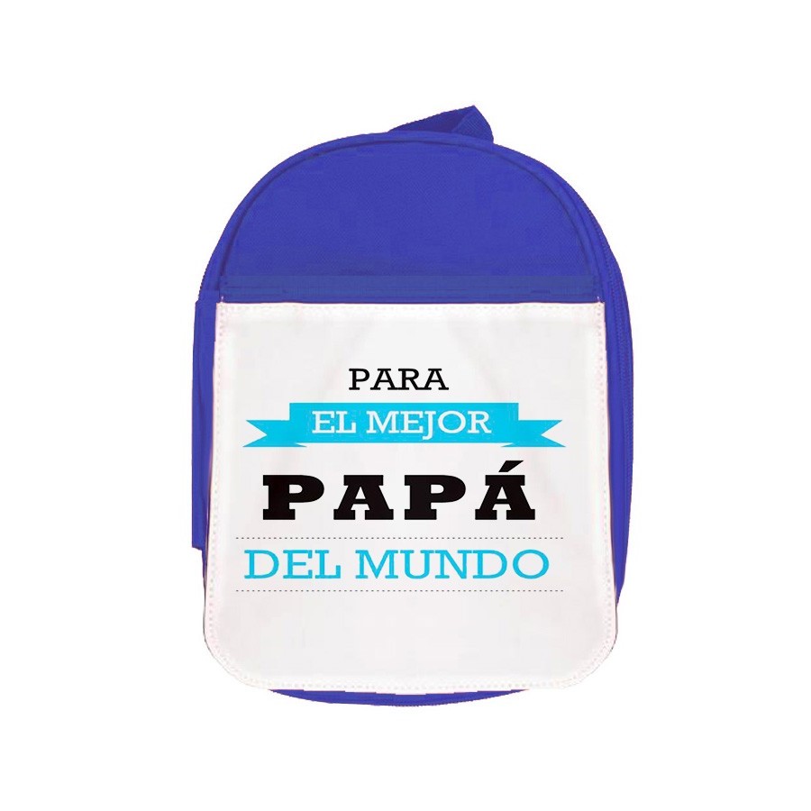 MOCHILA AZUL el mejor papa del mundo frase padre familia escolar personalizado picnic excursión deporte