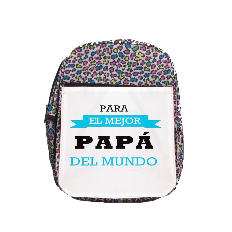 MOCHILA LUNARES ESTAMPADO el mejor papa del mundo frase padre familia escolar personalizado picnic excursión deporte