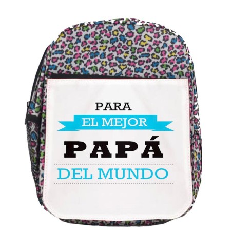 MOCHILA LUNARES ESTAMPADO el mejor papa del mundo frase padre familia escolar personalizado picnic excursión deporte