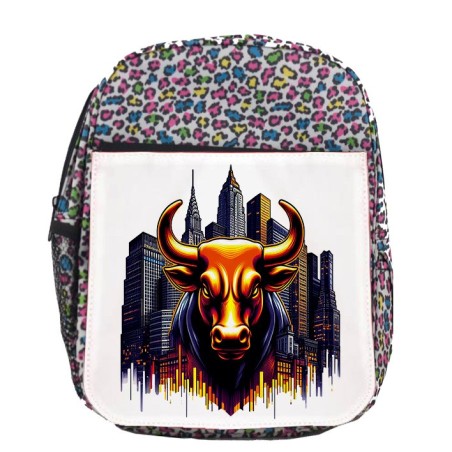 MOCHILA LUNARES ESTAMPADO toro wall street bolsa mercados inversion Maximus escolar personalizado picnic excursión deporte