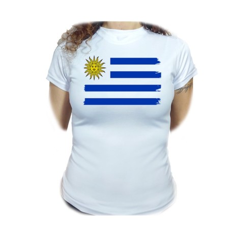 CAMISETA MUJER bandera uruguai logo latinoamerica pais hispanoamerica moda personalizada
