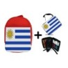 PACK MOCHILA ROJA Y ESTUCHE bandera uruguai logo latinoamerica pais hispanoamerica material escolar